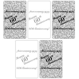 60th Anniversary Miniatures Candy Bar Wrapper, (Set of 60) Mini Candy Chocolate Bar Stickers; Silver and White, Candy Not Included