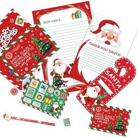 VEYLIN Letter to Santa Kit, 14PCS Letter to Santa Includes Letter, Envelopes, Door Hanger, Sticker Sheet and Pen(2 Sets)