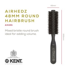 Kent AH16G AirHez Boar Bristle Round Brush for Blow Drying, Blow Dryer Brush Hair Brush for Curling, Adding Volume, and Root Lift in Short Hair, Boar Bristle Brush and Nylon Bristle Mix Blow Dry Brush