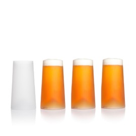 Sempli Monti 12.5 oz Taste Beer Glasses - Set of 4 Handmade Drinking Glasses, Craft Beer Glassware for Bar, Lead-Free Crystal, Aerating Design, Giftbox Included - Clear