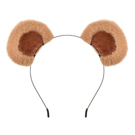 Delfd Bear Ears Headband Fluffy Chipmunk Ears Headband, Brown Bear Animal Costume, Face Wash Makeup Hairband for Adult, With Movable Ears Design