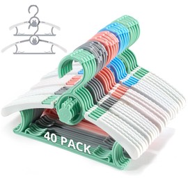 Baby Hangers for Closet Adjustable, Extendable & Stackable Kids Hangers, 11~14inch Non-Slip Plastic Kid Hangeres, Toddler Hangeres for Infant Baby Toddler Children Nursery Teen, Mix Colors, 40PCS