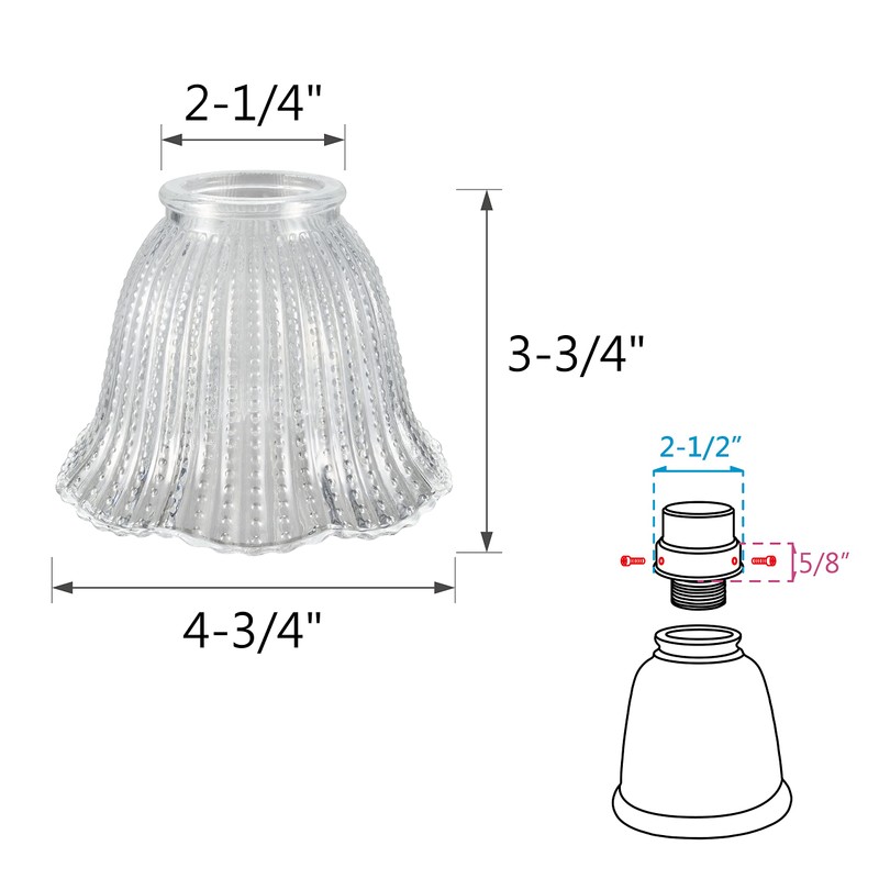 Aspen Creative 23164-4 Transitional Clear Beaded Ceiling Fan Replacement Glass