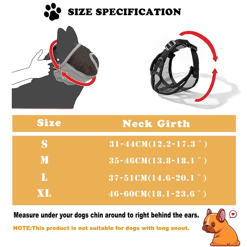 OHCOZZY Short Snout Dog Muzzle, Soft Breathable Mesh Bulldog Muzzle