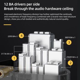 KZ AS24 in-Ear Earphones 12BA Hybrid Drivers High Resolution Headphone IEMs Wired Earbuds with 2Pin 0.75mm Detachable OFC Cable for Singers Audiophile Musician (Silver, Standard Version with Mic)