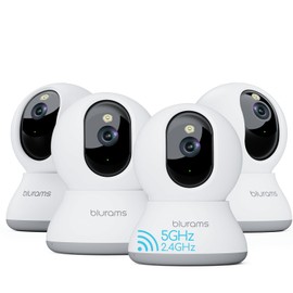 blurams Cameras for Home Security, 2K Pet Camera with Phone App, 5GHz/2.4GHz Dual-Band, 360° PTZ Indoor Cameras, 2-Way Talk, Motion Tracking, Color/IR Night Vision, Cloud&SD, Works with Alexa (4Pack)