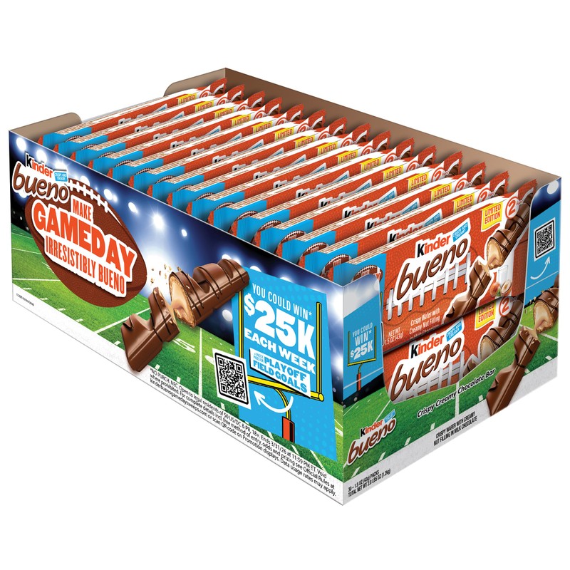 Kinder Bueno Milk Chocolate and Hazelnut Cream, Bulk 30 Pack,