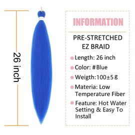 Alremyssy Blue Braiding Hair Pre Stretched 30 Inches Easy Braiding Hair Yaki Texture 8 Packs/Lot Braid Hot Water Setting Professional Synthetic Braiding Hair Extensions (3pcs,30",#Blue)