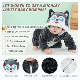 MICHLEY Unisex Baby Boy Girl Hooded Romper Winter Animal Cosplay Jumpsuit Outfits, Dog, 19-24months, Size 100