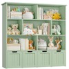 FINETONES Toy Storage Organizer, Kids Bookshelf with 4 Movable Chests