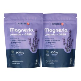 Citrato Y Glicinato de Magnesio 150g Sabor Mora Azul  Pack 2 Nartex  Con GABA Y Lavanda Para Relajacin, Sueo Reparador Y Sistema Nervioso             