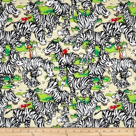 Zany Zoo Zebras Multi Fabric