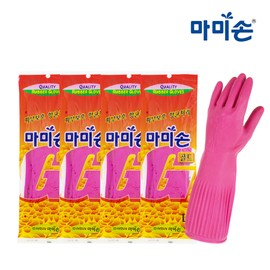 Mommy Son Rubber Gloves Gold Pink Large 5 Pairs / 마미손 고무장갑 골드 분홍 대 5켤레