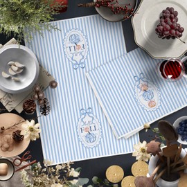 FITIE Blue Preppy Fall Pumpkin Kitchen Towels, Blue and White Chinoiserie Pumpkin Dish Tea Towels for Kitchen Decor, Coquette Autumn Farmhouse Decorative Hand Towel for Bathroom, 16x24 Inch Set of 2