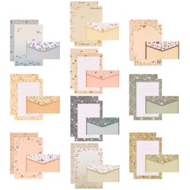 ALTcompluser 60 Cute Lovely Stationery Paper with 30 Envelopes, Printing Flower Pattern Invitation Letter Set Special Design Writing Letter Paper, 10 Different Pattern