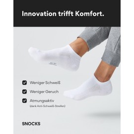 Snocks Premium Bamboo Trainer Socks for Men and Women, 6 Pairs - Soft Breathable Ankle Socks to Prevent Sweaty Feet - Short Socks Ideal for Sports and Everyday Use - Size 35-50, 6x White, 47 - 50