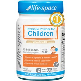Life-Space Polvo probiótico para niños de 3 a 12 años de edad, 10 mil millones de CFU -15 cepas para apoyar la salud digestiva, intestinal e inmunológica, 60 gramos
