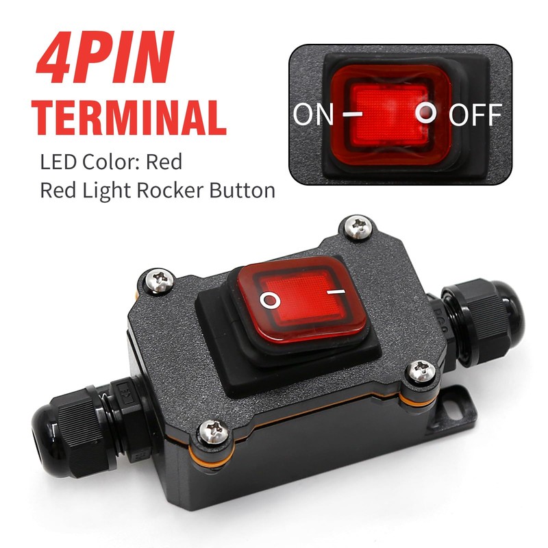 EATAKWARD 20A 125V AC Inline Cord Switch, IP66 Waterproof DPST