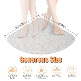 Lurowo Corner Shower Mat, Non Slip Loofah Shower Mat Anti Mould, Quadrant Bath Mat with Drain, Safety Mat for Shower 53 * 53cm (White)