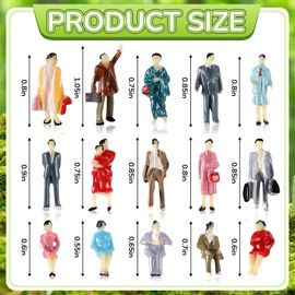 Hungdao 100 Pcs Small 1: 87 Ho Scale Tiny People Figurines Miniature People Figurines Sitting Standing Tiny People Architectural People Painted Figures for Park Street Miniature Scenes