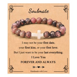 Best Friend Bracelet Gifts for Friends Female Women Elastic Cross Bracelets for Women Soulmate Roommate Graduation Christmas Friendship Gift for Friends Female Girlfriend Wife Birthday Valentines Day Jewelry