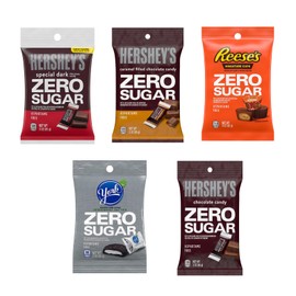 Smiling Sweets Zero Sugar Hershey Variety of Caramel Filled Chocolates, Peppermint Patties, Peanut Butter Cups, Perfect Stocking Stuffer, Amazing Taste for the Whole Family - 3 oz Bags (Pack of 5)