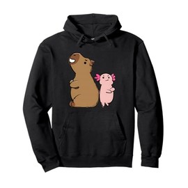 Funny Kawaii Axolotl and Capybara Lover Kids Girls Men Women Pullover Hoodie