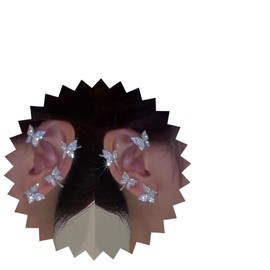 YRlilicc 2Pcs Glitter Rhinestone Butterfly Ear Cuff Vintage Non-Piercing Fake Earrings Bridal Wedding Climber Ear Wrap Prom Ball Ear Jewelry for Women Girls