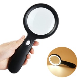 SLEEKSTATION Handheld Lighted Magnifier Large Magnifying Glass 12 LED Magnifier for Seniors Reading Soldering Inspection Coin Jewelry Exploration