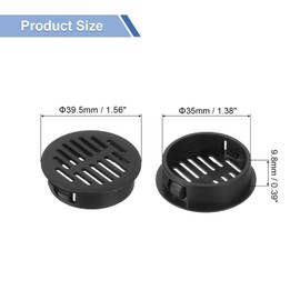 sourcing map Round Soffit Vents 1 inch, 32Pcs Black Plastic 35mm Soffit Vent Cover - Circular Air Vent Grille - Air Flows Easily for Bathroom Home, Office, Kitchen, Cabinet, Wardrobe