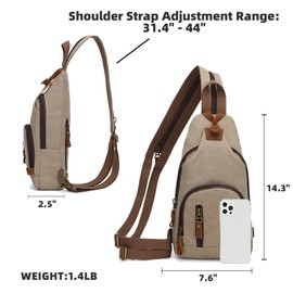 KL928 Canvas Sling Bag Crossbody Backpack Shoulder Casual Rucksack for Men Women