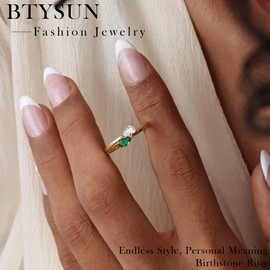 Btysun October Birthstone Ring March Birthday Gifts for Women Sister Easter Basket Stuffers Birthstone Rings Adjustable Pink Tourmaline Anniversary Jewelry Stocking Stuffers