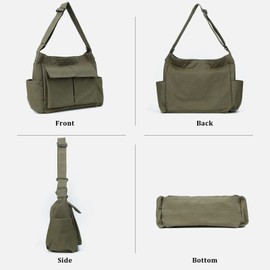 Canvas Shoulder Bags For Women, Large Capacity Solid Soft Denim Leisure Travel Bag Multiple Pockets Crossbody Bag With Adjustable Shoulder Straps