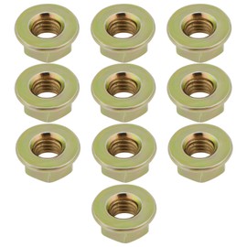 SG Store Pack of 100 M8 x 1.25 Thread Metric 8 Class HT Yellow Galvanised Flange Nuts DIN6923 Unserrated Flange Hex Lock Nuts for Bolts and Screws