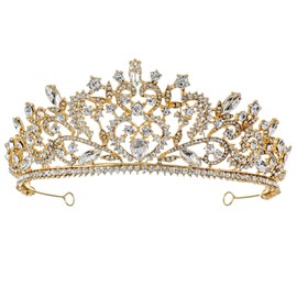 Samky Bride's Crown Bridal Rhinestone Wedding Tiara Headpiece Crystal Hair Accessorie for Woman