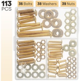 Mr. Pen- Bolts, Nuts, and Washers Assortment Kit, 113 pcs, Gold Nuts and Bolts Kit