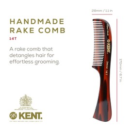 Kent Brushes Handmade Comb, A 14T Rake Hair Comb For Women, Suitable For Wet Or Dry Hair, Ideal For Detangling All Hair Types, 170mm Rake Hair Comb