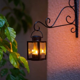 Nuptio Lanterns for Candles Garden Lanterns, 2 Pcs Vintage Style Hanging Small Lanterns for Tealight Candle, Black Candle Tea Light Holders for Indoor Outdoor Events Birthday Party Wedding