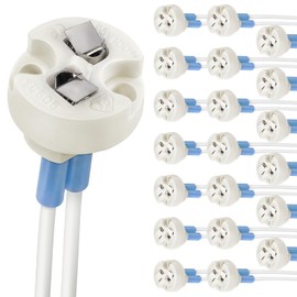 DiCUNO Bi-Pin Base, G4, MR16, G6.35, GY6.35, GX5.3 GZ4 MR11, GU5.3, Halogen Incandescent Led Socket Ceramic Wire Connector Base Socket (20pcs)