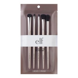e.l.f. Kit de Pinceles para Ojos Ahumados, Juego de 5 Pinceles de Maquillaje para Crear un Look de Ojos Ahumados, Aplicar y Mezclar Sombra de Ojos, Ve