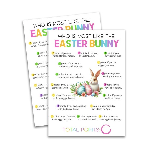 20 Easter Day Game Cards - Who is Most Like