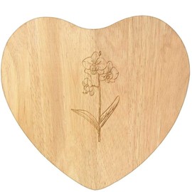 'Orchids' Wooden Heart Shaped Chopping/Cutting Board (WB00081120)