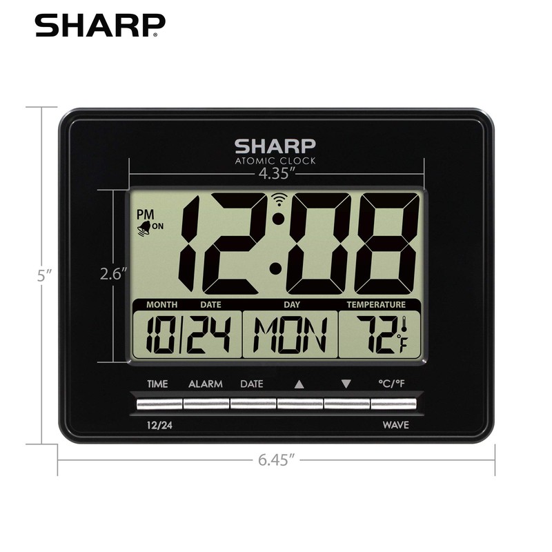 Sharp Atomic Desktop Clock – Auto Set Digital Alarm Clock