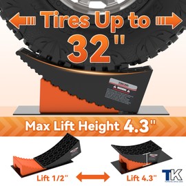 TOWKING Camper Leveler System, 4.3" Lift, 30,000 lbs, 2-Pack RV Leveling Blocks with Curved Design & Wheel Chocks, Perfect for Campers, Fifth Wheels, and Dual Axle Trailers