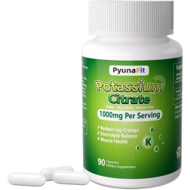 PYUNAFIT Potassium Supplement 1000Mg – High Potassium Citrate for Leg Cramps, Muscle Heal