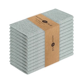 Native Fab Solid Chambray Cloth Napkin Set of 12, 100% Cotton, Washable, Reusable Dinner Cloth Napkin 17x17 inches, Table Decor Napkins for Dinner, Events, Olive Green