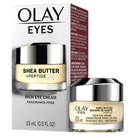 Olay Eyes Shea Butter+Peptide 24 Rich Eye Cream, Fragrance Free, 0.5 oz.