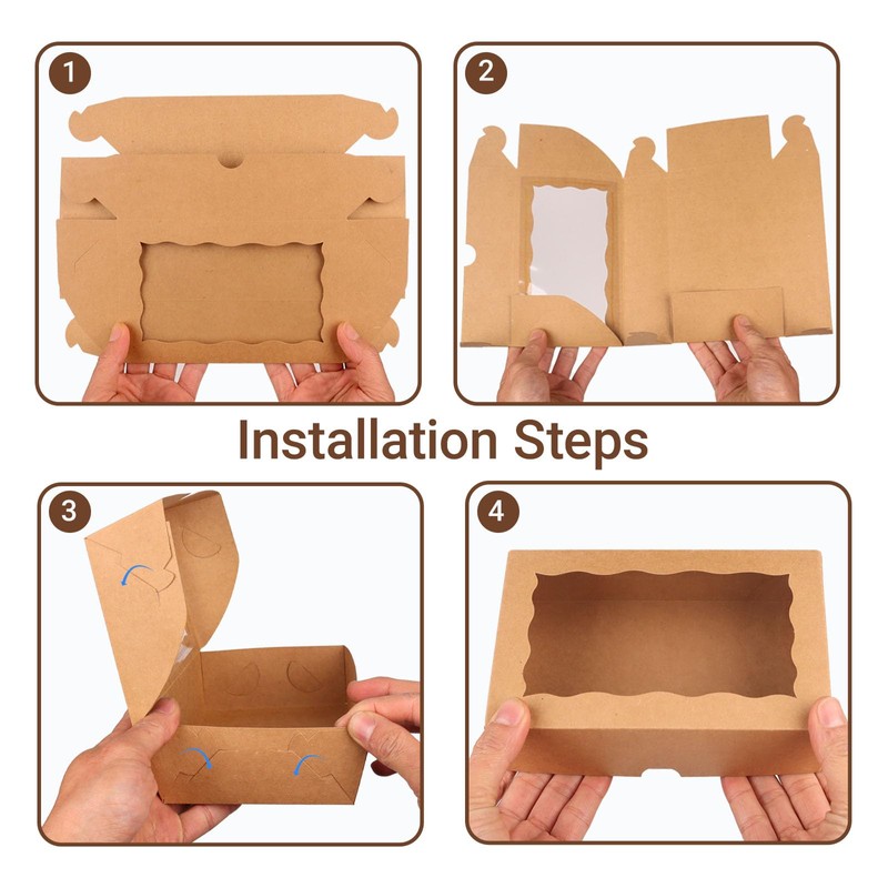ROSPAKTEK 50pcs Brown Bakery Boxes 7x4.3x2 In - Perfect for