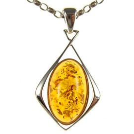 SA Necklaces Baltic amber and sterling silver 925 cognac pendant (no chain)