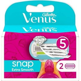 Gillette Venus Extra Smooth Snap Women's Shaver Replacement Parts - Pack of 2, 5 Blades for Extra Thorough Hair Removal and a Mini Carry Handle